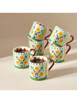 Chumbak - Palace Memoirs Rani Bagh Mugs Gift Pack - Pack Of 6, 220 Ml
