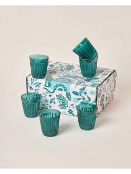 Chumbak - Summer Serenade Cove Glass Tumblers Gift Pack - (Pack of 6), 250Ml
