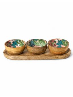 Chumbak - Wild Bloom Snack Bowls and Platter Set With Box