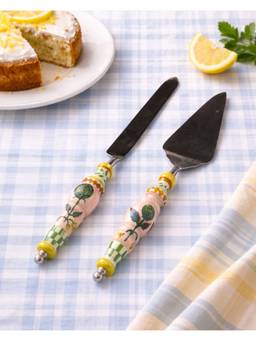 Chumbak - Citrus Zest Limonata Cake Server Cutlery Set Of 2