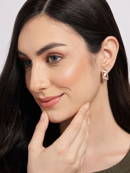 Sohi - Rose Gold Plated Petal Shaped Studs Earrings
