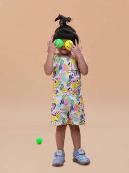 Funny Bones - Linen Half Sleeves Top with Shorts - Multi-Color (Set of 2)