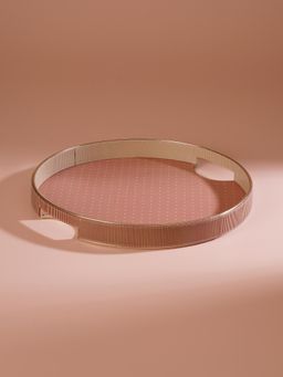 Pure Home + Living - Pink Heart Print Faux Leather Round Tray