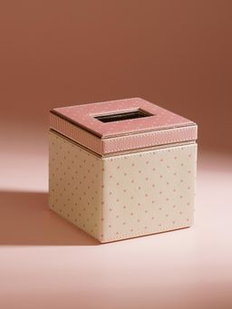 Pure Home + Living - Pink Heart Print Faux Leather Square Tissue Box