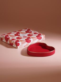 Pure Home + Living - Red Heart Shaped Faux Leather Tray