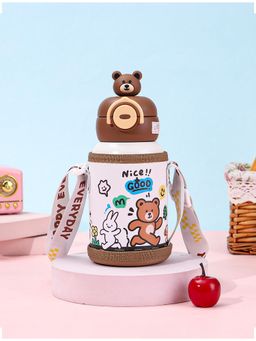 Little Surprise Box - Bear 3D Face Lid with Matching Cover Stainless Steel Water Bottle - 550 ml