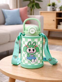 Little Surprise Box - Green Checks Labubu Matching Cover Stainless Steel Water Bottle - 500 ml
