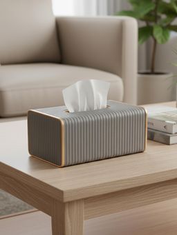 Aarvi Decor - Grey Premium Faux Leather Tissue Holder