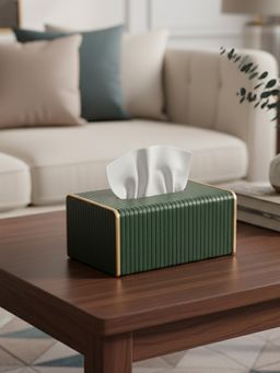 Aarvi Decor - Green Premium Faux Leather Tissue Holder