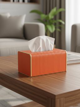 Aarvi Decor - Orange Premium Faux Leather Tissue Holder