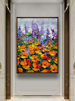 The Art House - Blue Orange Abstract Painting Wall Art