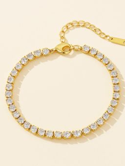 ZAISHA - White Zirconia Crystal Tennis 18K Gold Plated Bracelet