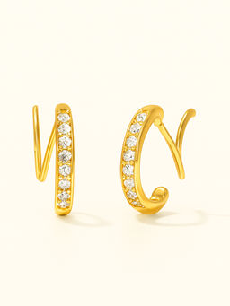 ZAISHA - White Spiralizo Zirconia 18K Gold Plated Hoops Earrings