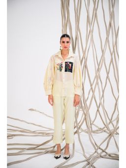 The Dramebaaz Company - Ivory Pop Embellished Shirt and Pant (Set of 2)