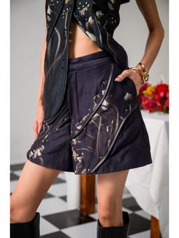 The Dramebaaz Company - Navy Blue Celestial Floral Shorts