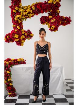 The Dramebaaz Company - Midnight Monarch Printed Bustier and Pant (Set of 2)