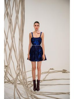 The Dramebaaz Company - Navy Blue Oxford Tiered Dress