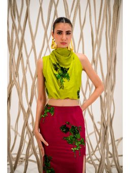 The Dramebaaz Company - Lime Lush Cowl Printed Crop Top