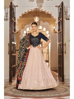EXCLUSIVA - Pink Sequinned Embroidered Semi-Stitched Lehenga & Unstitched Blouse & Dupatta (Set of 3)