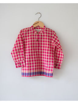 Love the world today - Candy Cloud Handwoven Cotton Pink Silk Kurta