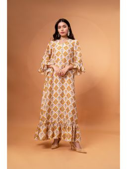 TheRealB - V-Neck Ruffled Linen Maxi Dress