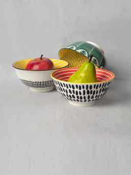 KitchenCraft - Stripes And Swirls Crockery Katori Set for thinKitchen