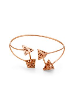 Dhwani Bansal - Adjustable Mehr Cuff With Filligree Work In 22K Rose Gold Plated Brass