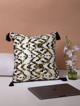 BLANC9 - Obscure Gold Foil Cotton Cushion Cover (16x16 inches)