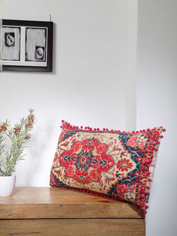 BLANC9 - Shatranji Cotton Cushion Cover (12x20 inches)