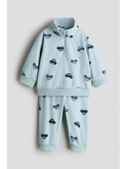 H&M - Kids Blue 2-Piece Fleece Sweatshirt and Joggers