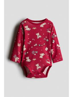 H&M - Kids Red Printed Cotton Bodysuit