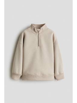 H&M - Boys Beige Zip-Top Brushed-Inside Sweatshirt