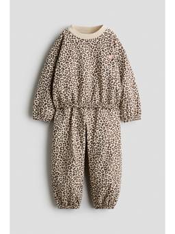 H&M - Girls Beige 2-Piece Brushed-Inside Sweatshirt and Joggers
