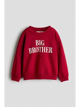 H&M - Boys Red Print-Motif Brushed-Inside Sweatshirt