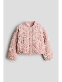 H&M - Girls Pink Velour Baseball Jacket