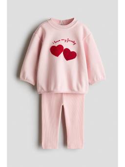 H&M - Girls Pink 2-Piece Sweatshirt and Leggings