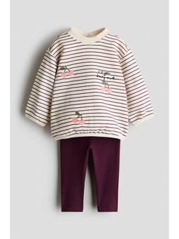 H&M - Girls Beige 2-Piece Sweatshirt and Leggings