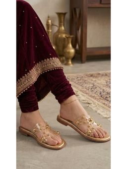 Sandal Stories - Golden Studded Transparent Slider Flats