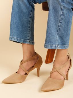 Flat n Heels - Women Stilleto Heels- Khaki