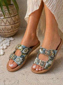Sandal Stories - Sky Blue Luxe Comfort Sandals With Doctor Sole