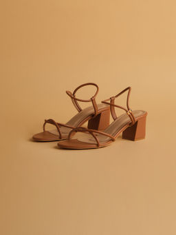 ERIDANI - Rosana Strappy Block Heels Tan