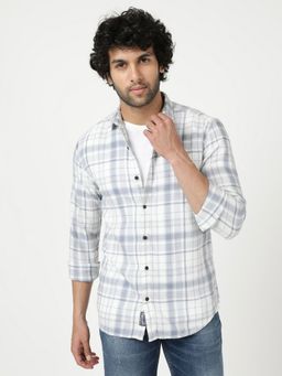 Wrangler - Men Checked Blue Shirt (Regular)