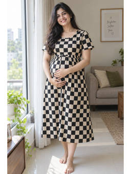 Putchi - Maternity Cotton Midnight Tiles Zipless Feeding Gown