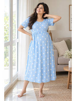 Putchi - Maternity Cotton Sky Polka Zipless Feeding Gown