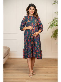 Ikk Kudi By Seerat - Vintage Ambi Garden Maternity and Nursing Tier Dress