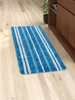 Saral Home - Microfiber Striped Anti-Skid Runner-Blue-50X100 Cm