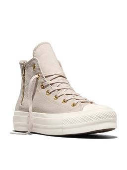 Converse - Women Chuck Taylor All Star Platform Lift Zippers Mid Top Sneakers - Beige