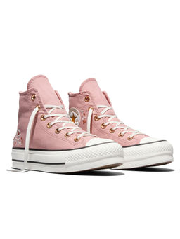Converse - Women Chuck Taylor All Star Lift Platform Sequin Flowers Mid Top Sneakers - Pink