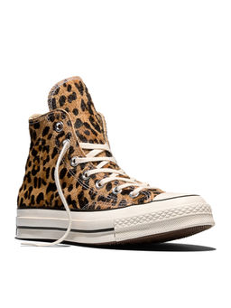 Converse - Unisex Chuck 70 Leopard Pony Hair Mid Top Sneakers - Brown