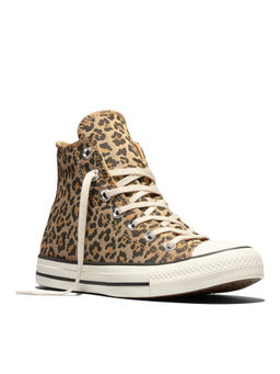 Converse - Unisex Chuck Taylor All Star Leopard Jacquard Mid Top Sneakers - Brown